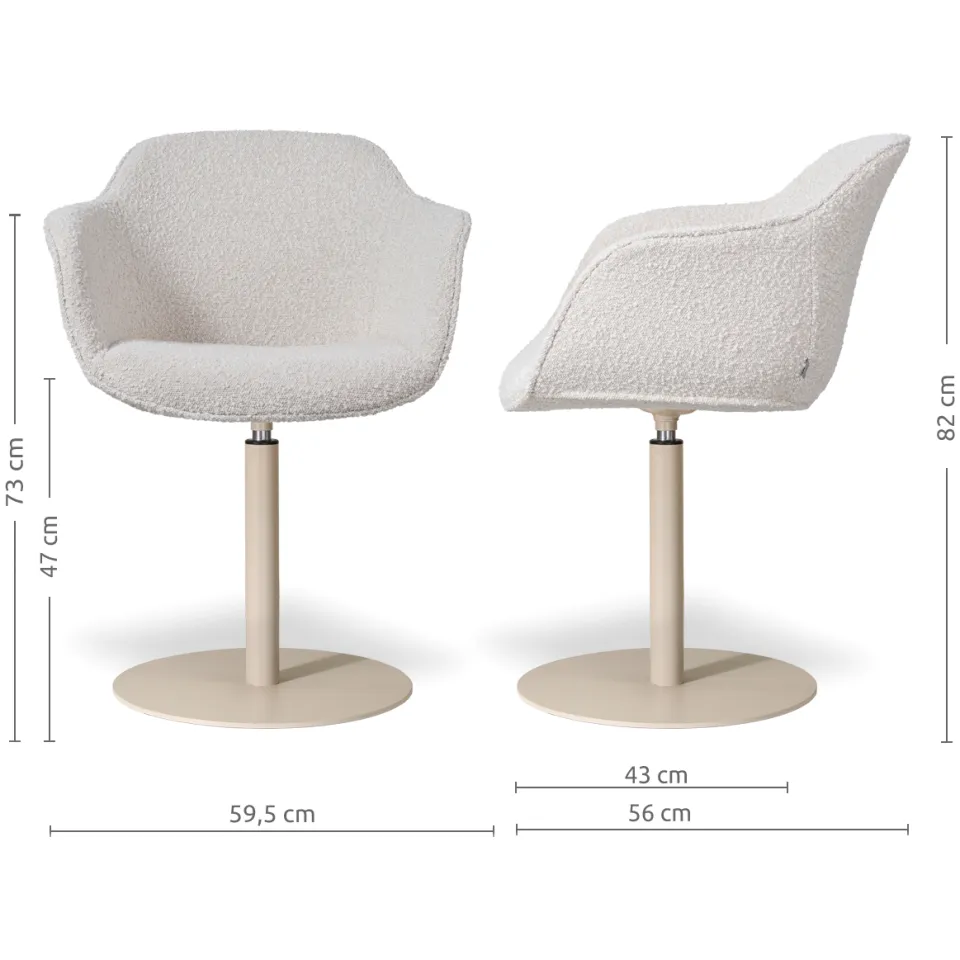 Nolon Niva-Mare draaibare tulp eetkamerstoel bouclé beige - beige onderstel, foto 2