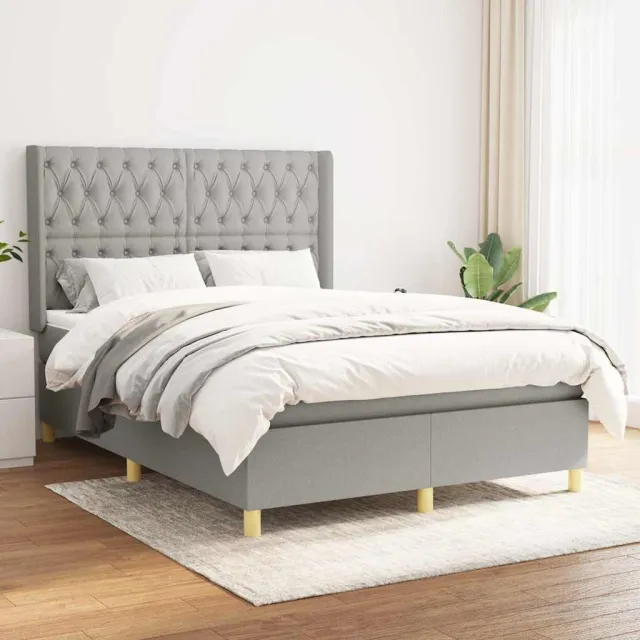 vidaXL Boxspring met matras stof lichtgrijs 140x200 cm grijs