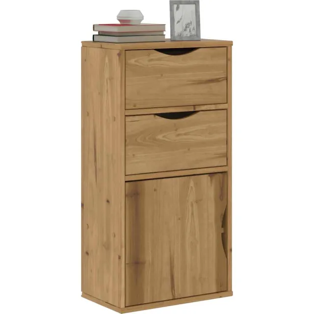 vidaXL Bijzetkast met lades ODDA 40x24x79 cm massief grenenhout Bruin