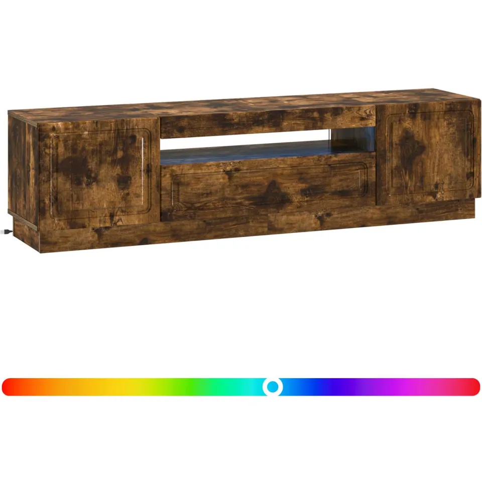vidaXL LED tv-meubel Gerookt eiken Bewerkt hout, foto 3