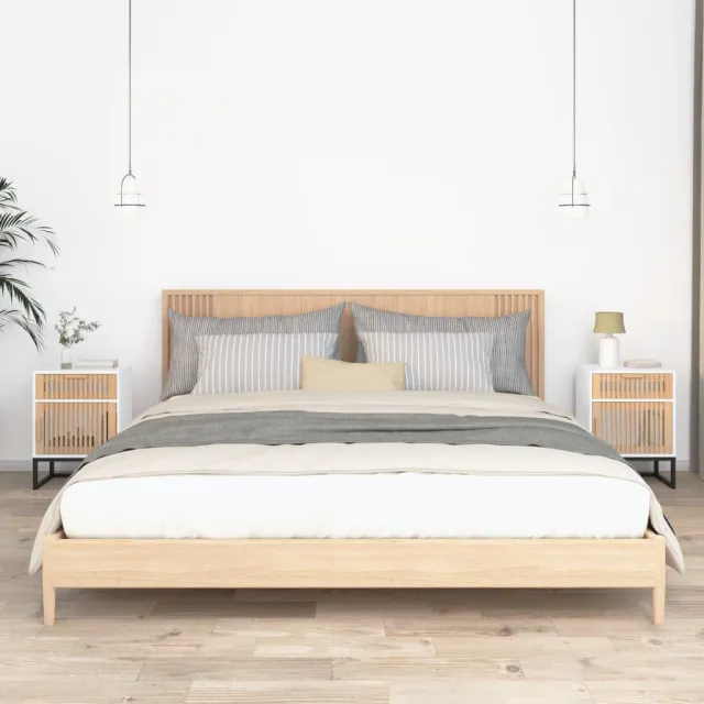vidaXL Nachtkastjes 2 st 40x30x55,5 cm bewerkt hout en ijzer wit, foto 2