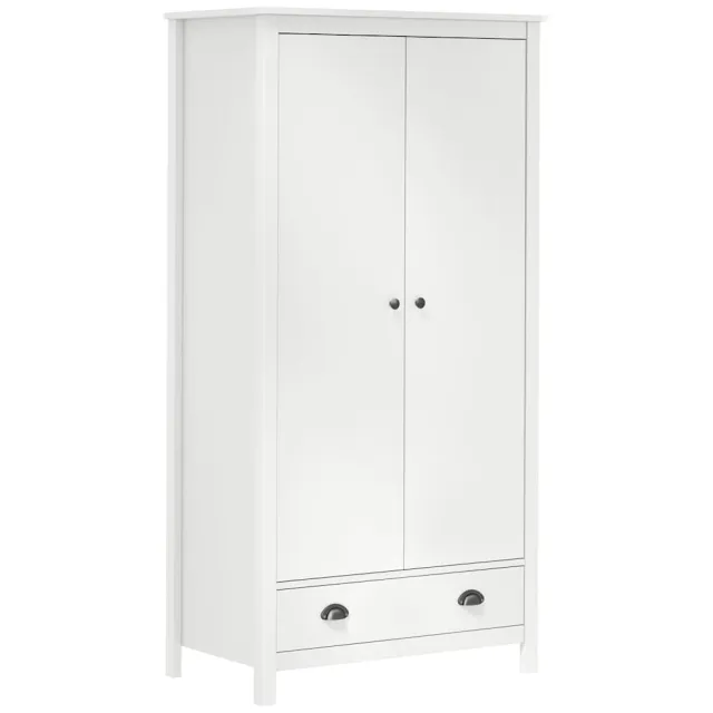 vidaXL Kledingkast Hill 2 deuren 89x50x170 cm massief grenenhout wit