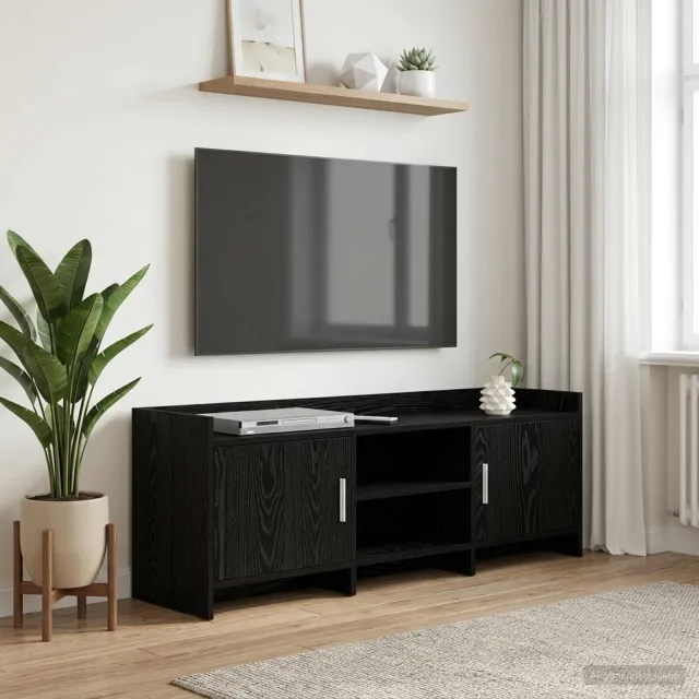 vidaXL TV-kast 130 x 33 x 47 cm Zwart eiken Bewerkt hout, foto 2