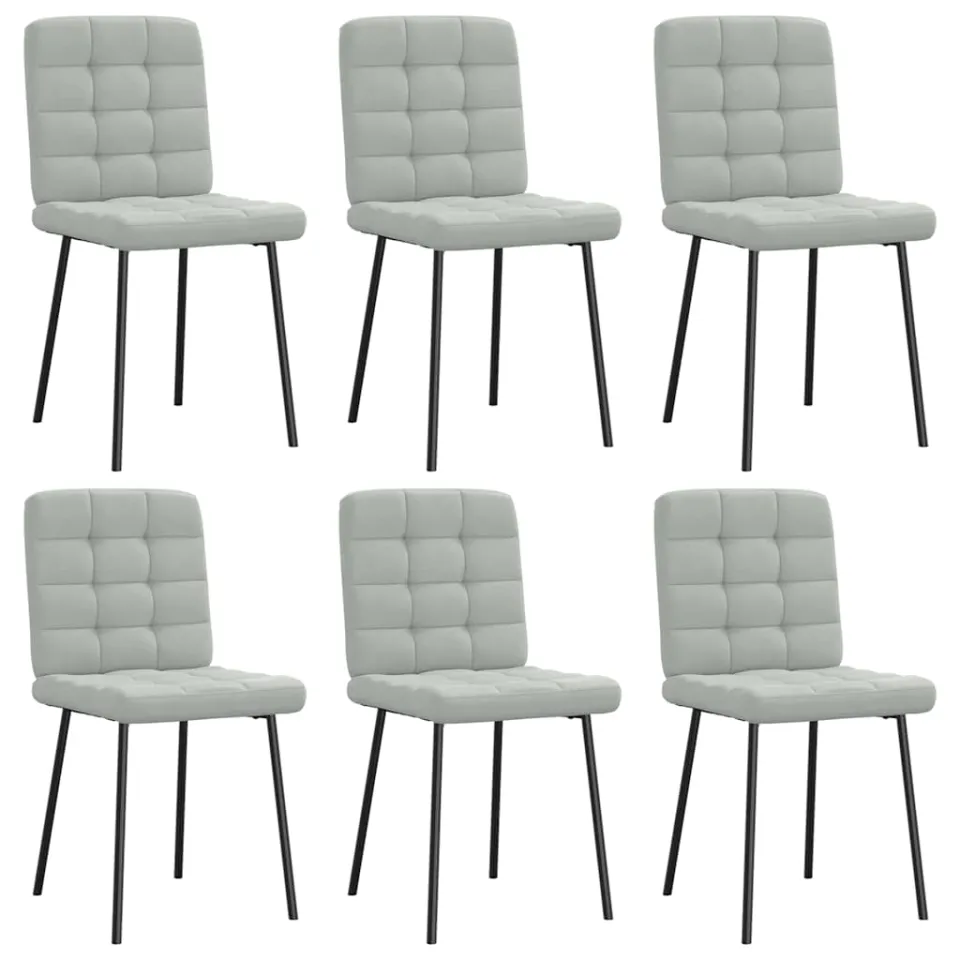 vidaXL Eetkamerstoelen 6 st fluweel lichtgrijs grijs, foto 3