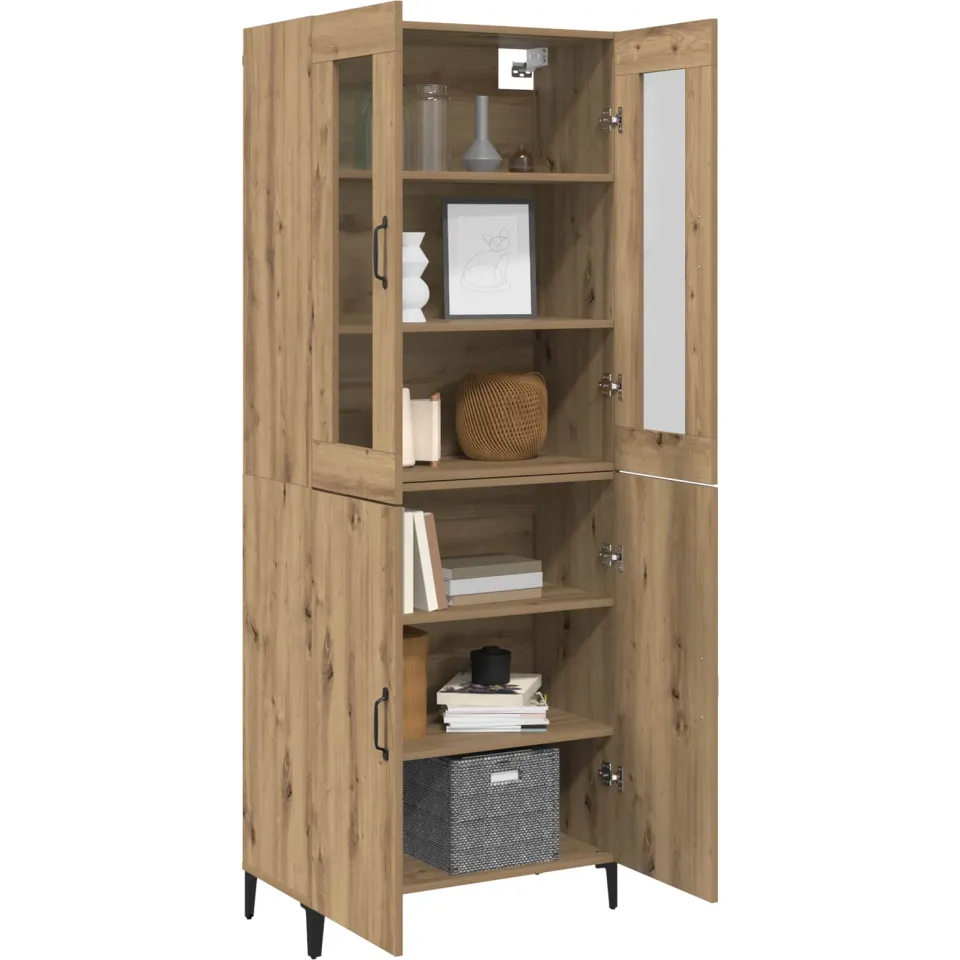 vidaXL Hoge kast 2 st Artisan Eiken 69,5 x 34 x 180 cm Bewerkt hout Beige