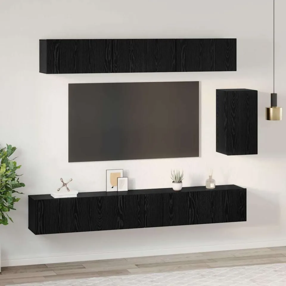 vidaXL Tv-meubelset 6 st 100 x 30 x 30 cm Zwart Eiken, foto 4
