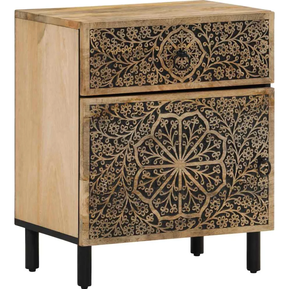 vidaXL Nachtkastje 50x33x60 cm massief mangohout bruin