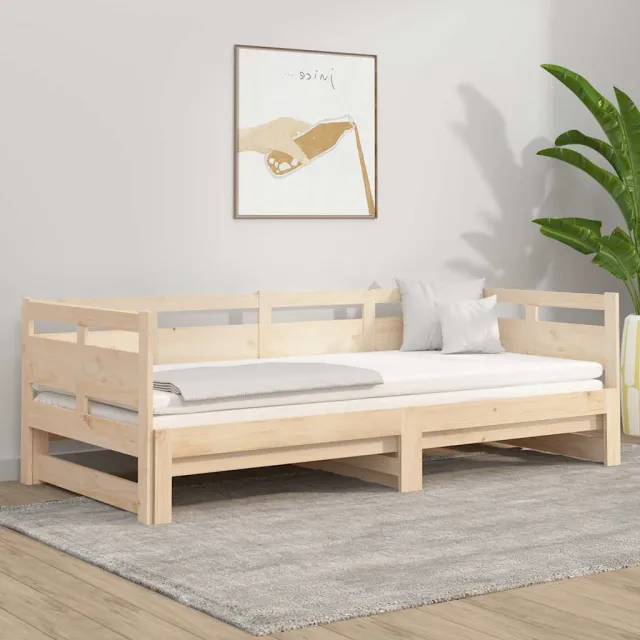 vidaXL Slaapbank uitschuifbaar massief grenenhout 2x(90x190) cm Bruin
