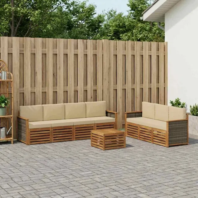 vidaXL Buiten bankenset 8 st 7-zits Natuurlijk en Beige