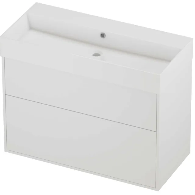 Proline Zara Badmeubelset Porselein Loft 2 Laden 100x46x78 cm Glans Wit Mat White Mat Wit