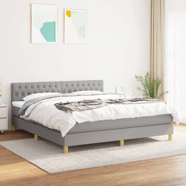 vidaXL Boxspring met matras stof lichtgrijs 180x200 cm grijs