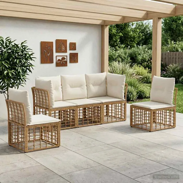 vidaXL Buiten bankenset Naturel Polyester