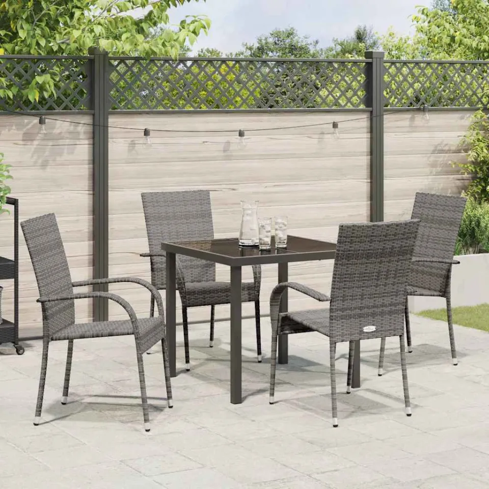 vidaXL Tuin eettafelset 5 st Grijs Gepoedercoat staal, foto 3