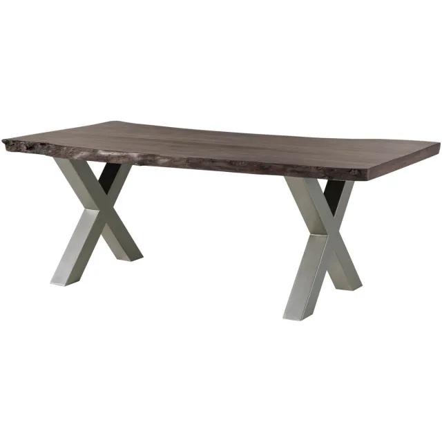 MASSIVMOEBEL24 .DE FREEFORM eettafel grijs gelakt massief hout acacia 220x100x77 cm (BxTxH)