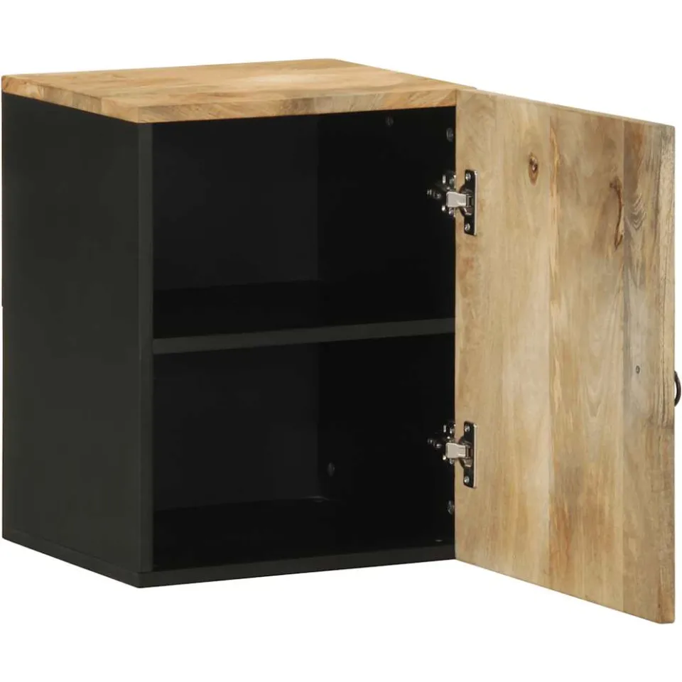 vidaXL Badkamerwandkast 38x33,5x48 cm massief mangohout zwart, foto 2