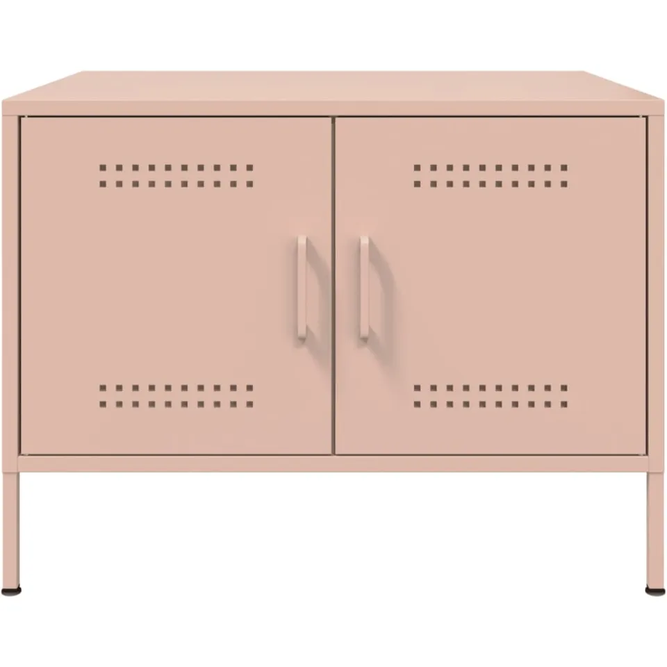 vidaXL Salontafel 68x50x50,5 cm staal roze