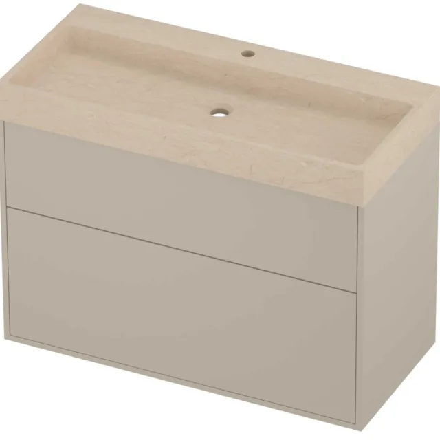 Proline Evoli Badmeubelset Hardsteen Loft 1 Kraangat 100x46x75 cm Sand Stone Soft Linen Beige