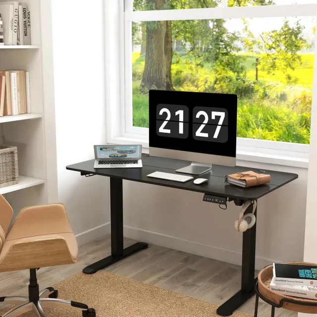 CHICFURN Bureau - Elektrisch verstelbaar - Sta-zitbureau - Zwart