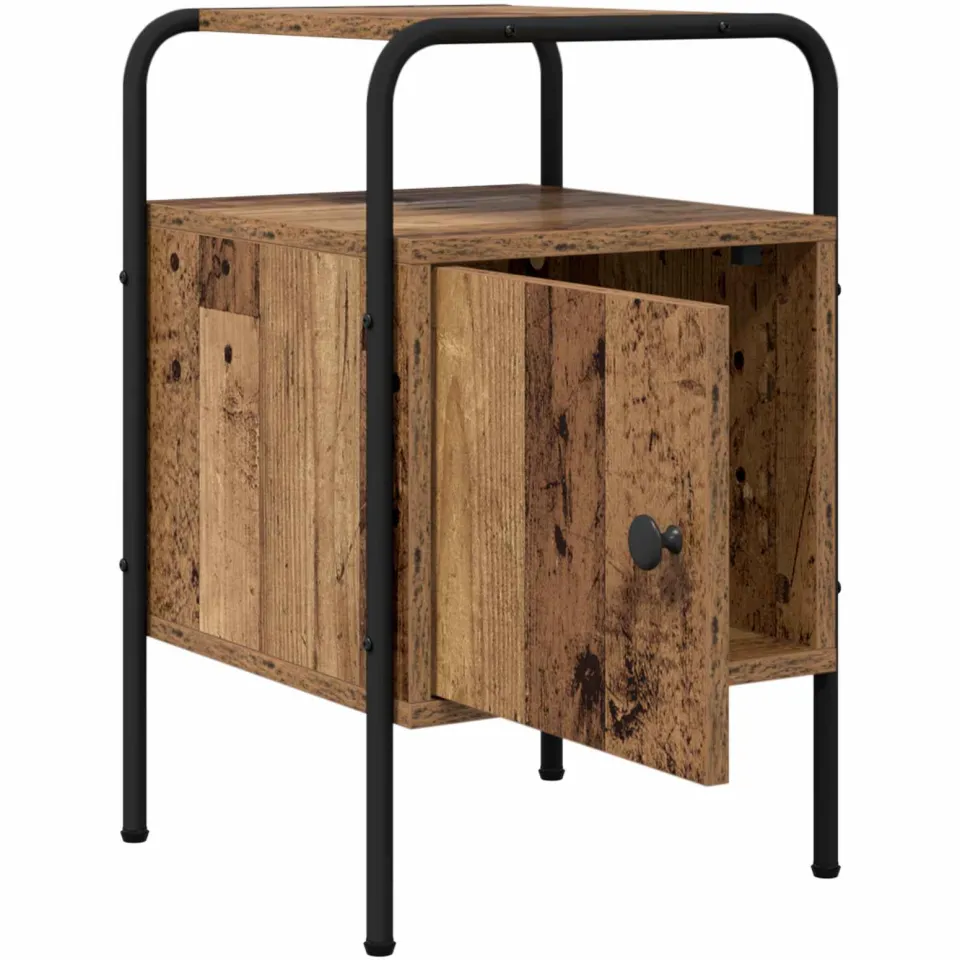 vidaXL Nachtkastje Oud hout 35 x 36.5 x 56 cm Bewerkt hout bruin, foto 4