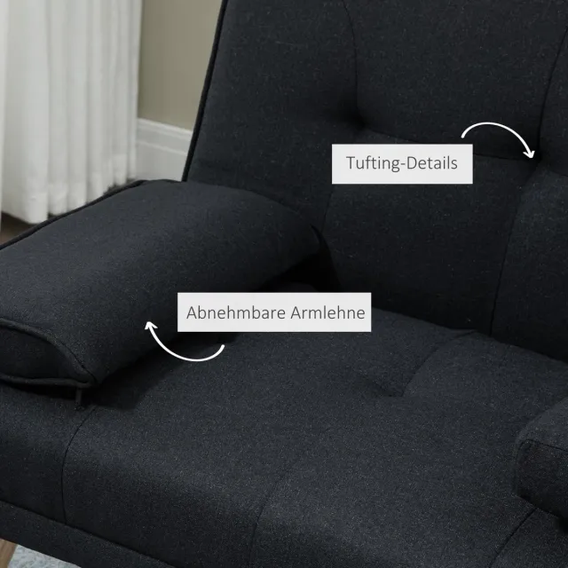 MIVRAY Slaapbank 3-Zits 181 Cm - Klaptafel Met Bekerhouder En Verstelbare Rugleuning - Voor Woonkamer - Polyester Grijs