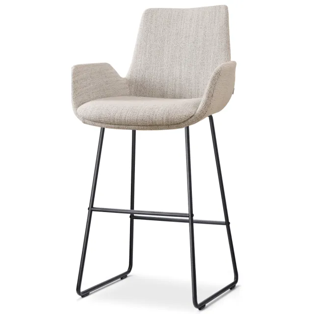Nolon Nino-Eef barkruk beige gemêleerd - zwart onderstel - 75 cm