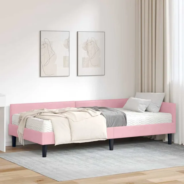 vidaXL Hoekbedframe met Matras 2 st Roze 80 x 200 cm Fluweel