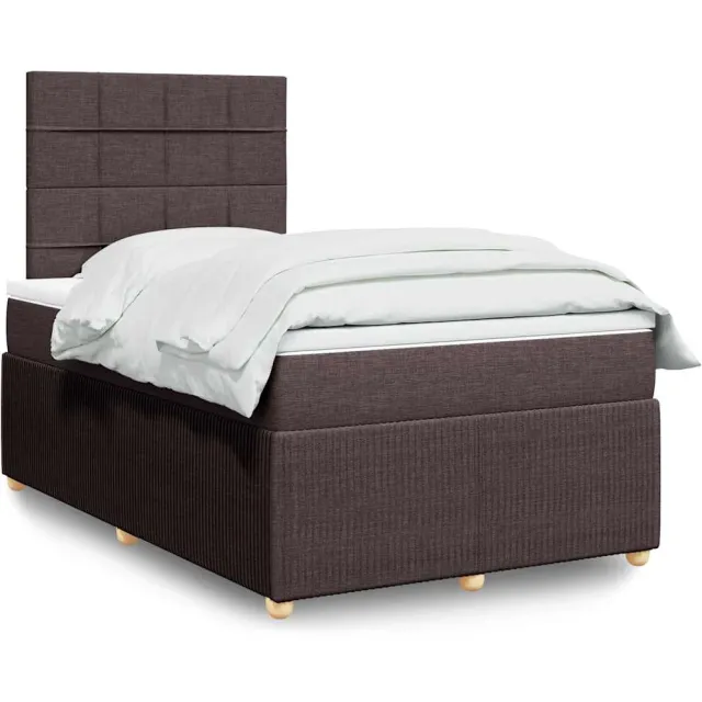 vidaXL Boxspring met matras stof donkerbruin 120x200 cm bruin