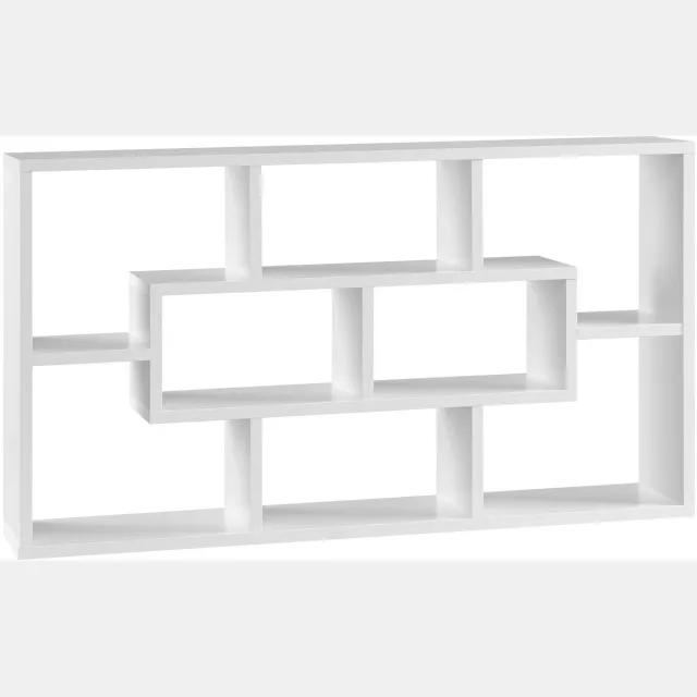 NaevaMi Wandkast - Wandplank - Wandkastje Hangend - Hangende Kast met 8 Vakken - Boekenplank - Wanddecoratie - Woonaccessoires - Boekenkast - Boekenrek - Klasse 1 Houtmateriaal - Max 5kg Laadvermogen Per Plank - 85x48x16cm - Wit