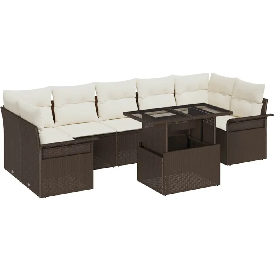 vidaXL Tuin Sofa Set 8 st Bruin [Synthetisch]: Poly Rattan