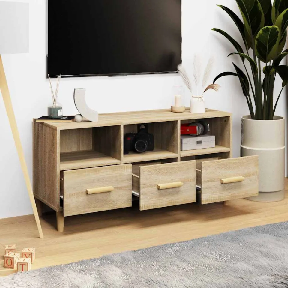 vidaXL Tv-meubel 102x36x50 cm bewerkt hout sonoma eikenkleurig, foto 3