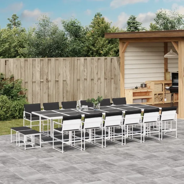 vidaXL 17-delige Tuinset met kussens textileen wit, foto 2