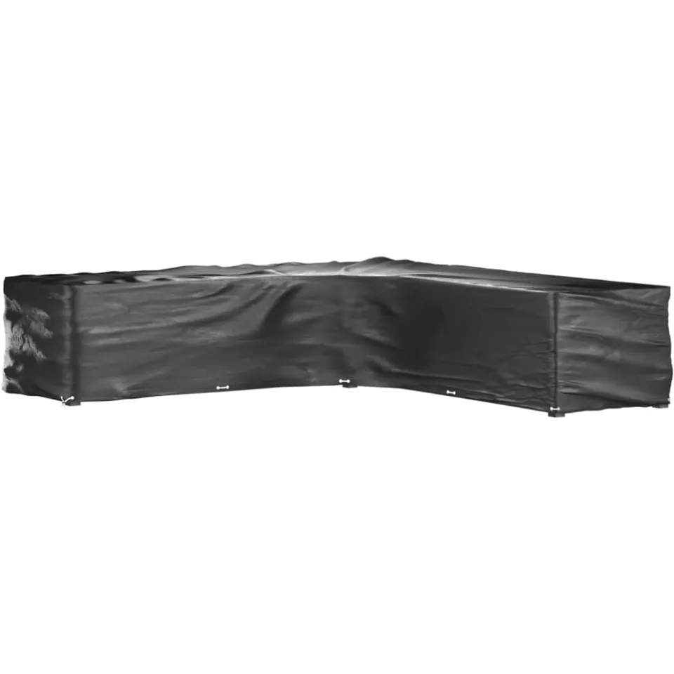 vidaXL Tuinmeubelhoezen L-vormig 2 st 20 oogjes 300x300x70 cm zwart, foto 2