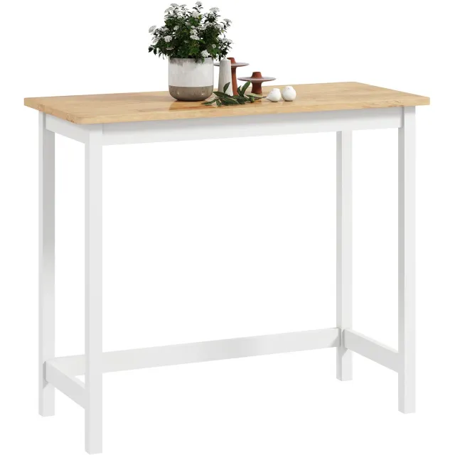Homcom Bartafel van Hout - Statafel - Hoge Keukentafel - Eiken Eiken, Wit