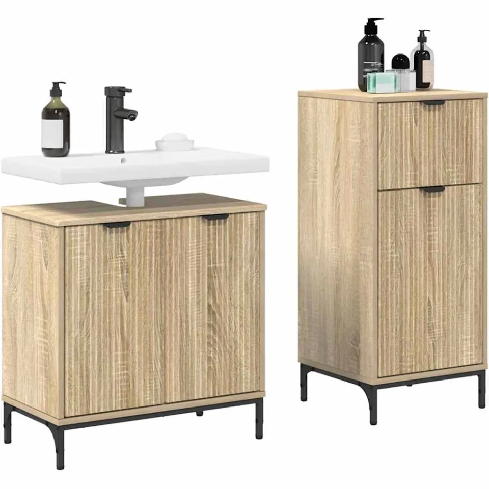 vidaXL Badkamermeubelset 2 st Sonoma Eiken 39,5 x 36 x 88 cm Bruin