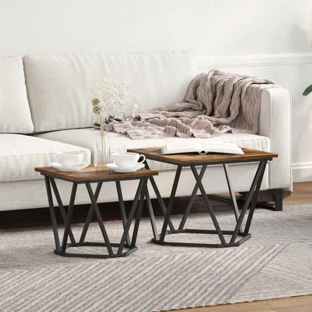 vidaXL Bijzettafelset 2 st Gerookt eiken 50 x 50 x 40 cm Bruin