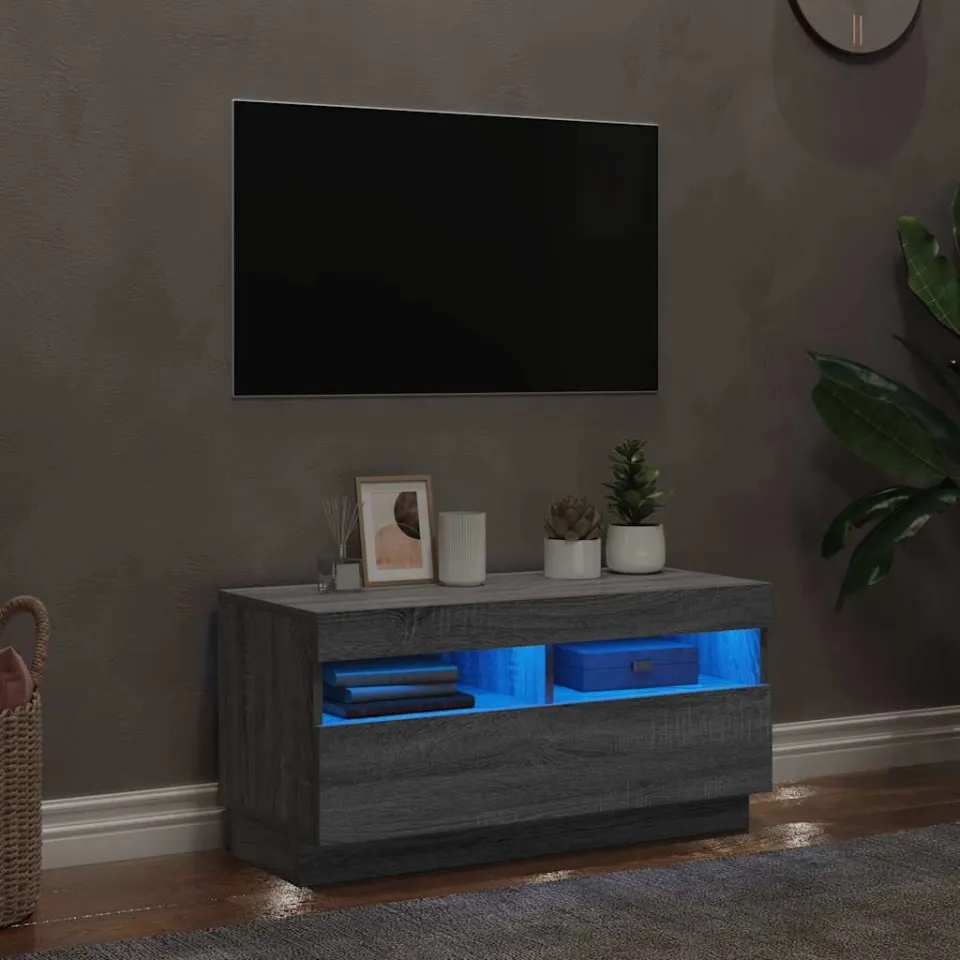 vidaXL Tv-meubel met LED-verlichting 80x35x40 cm grijs sonoma eiken, foto 3