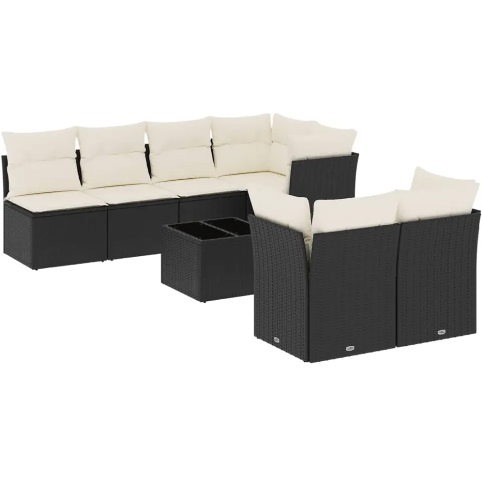 vidaXL 8-delige Loungeset met kussens poly rattan zwart