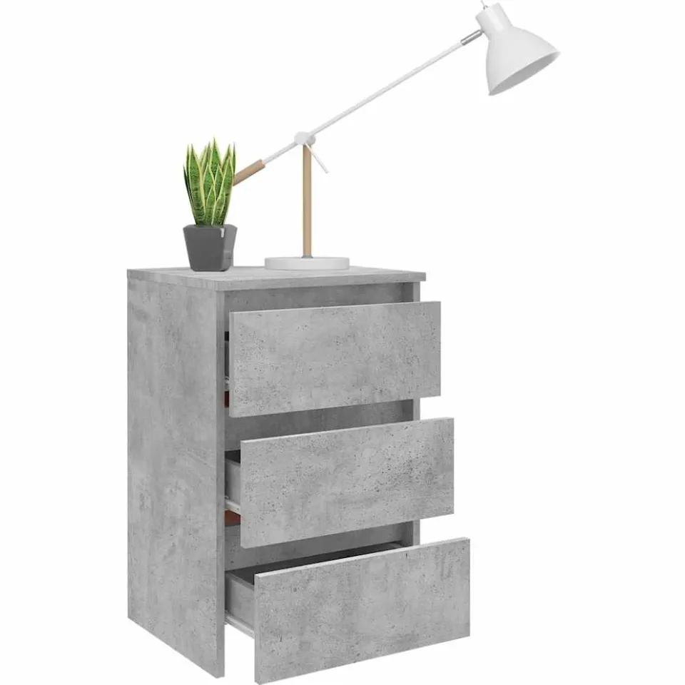 vidaXL Nachtkastje 40x35x62,5 cm bewerkt hout betongrijs grijs, foto 3