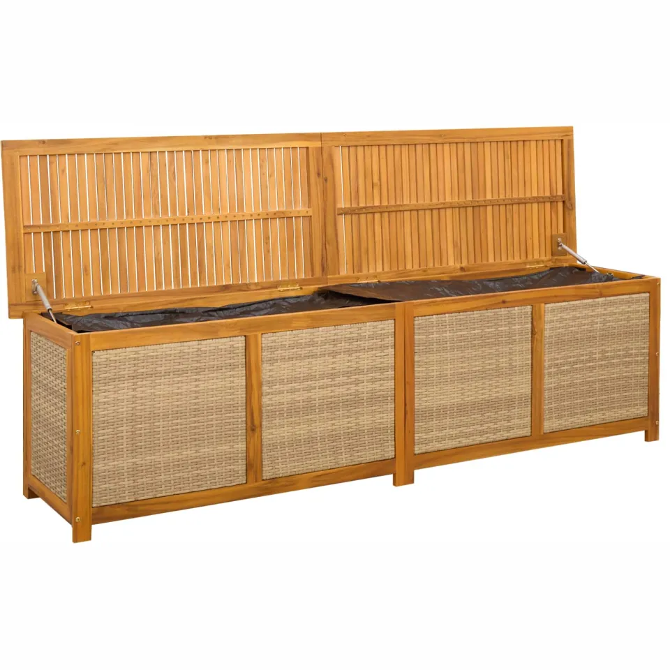 vidaXL Tuinopslagdoos 185 L Massief Acaciahout 200 x 50 x 56 cm Beige