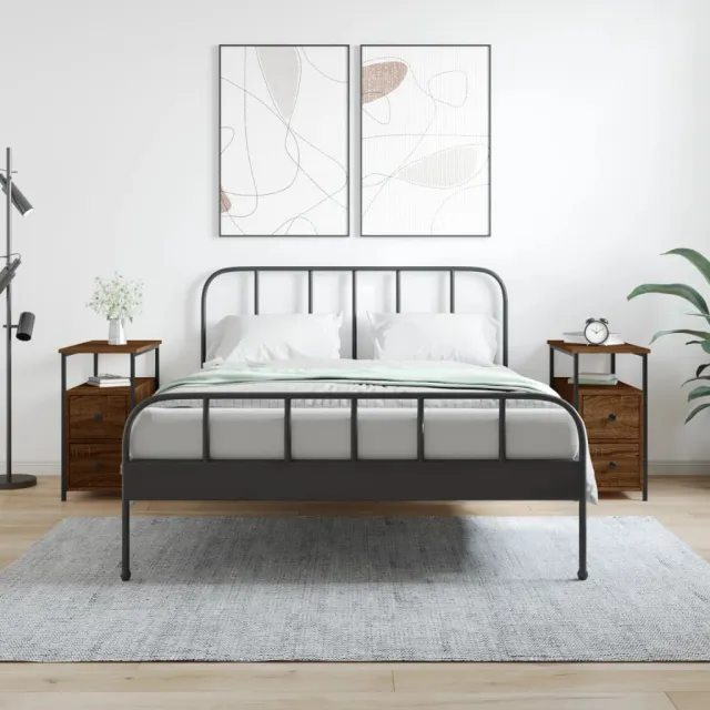 vidaXL Nachtkastjes 2 st 30x60x60 cm bewerkt hout bruin eikenkleur, foto 2