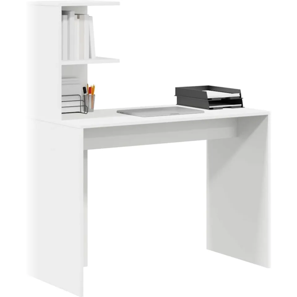 vidaXL Bureau Wit 102 x 50 x 124 cm Bewerkt hout