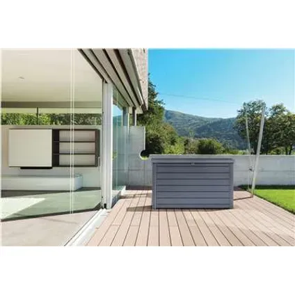 Keter Kussenbox Ontario - Houtlook - Antraciet - 870l - 147x83x86cm, foto 3