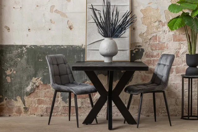 Mahom Mangohouten Eettafel Memphis Black Rechthoek 200x100 cm Mahom Industrieel - Dinertafel van Mangohout & Metaal - Industriële Eettafel Bruin