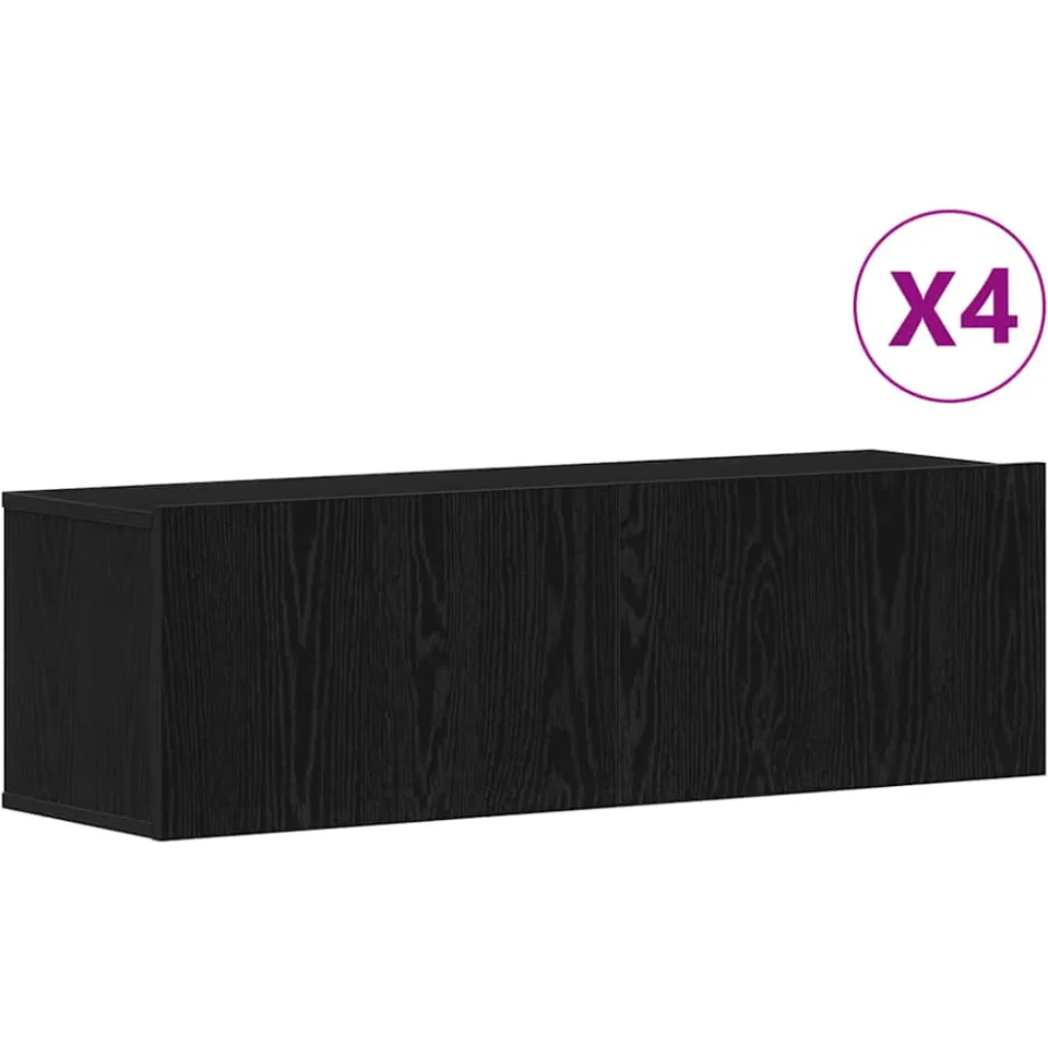 vidaXL Tv-meubelset 4 st 100 x 30 x 30 cm Zwart Eiken, foto 4