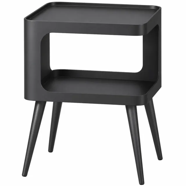 LUXALIVING Bijzettafel Zwart – Bijzettafeltje Woonkamer – Nachtkastje – Bijzettafel Bank – Met Opbergvak – Modern Design – Metalen Poten – 42 x 42 x 32 cm