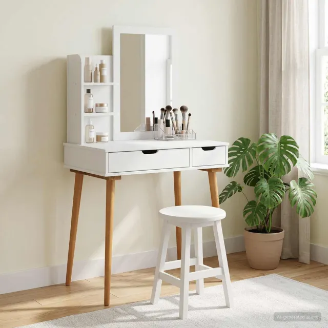 vidaXL Toilettafel Set FAUSKE 3 st Wit 76 x 50 x 143 cm, foto 2