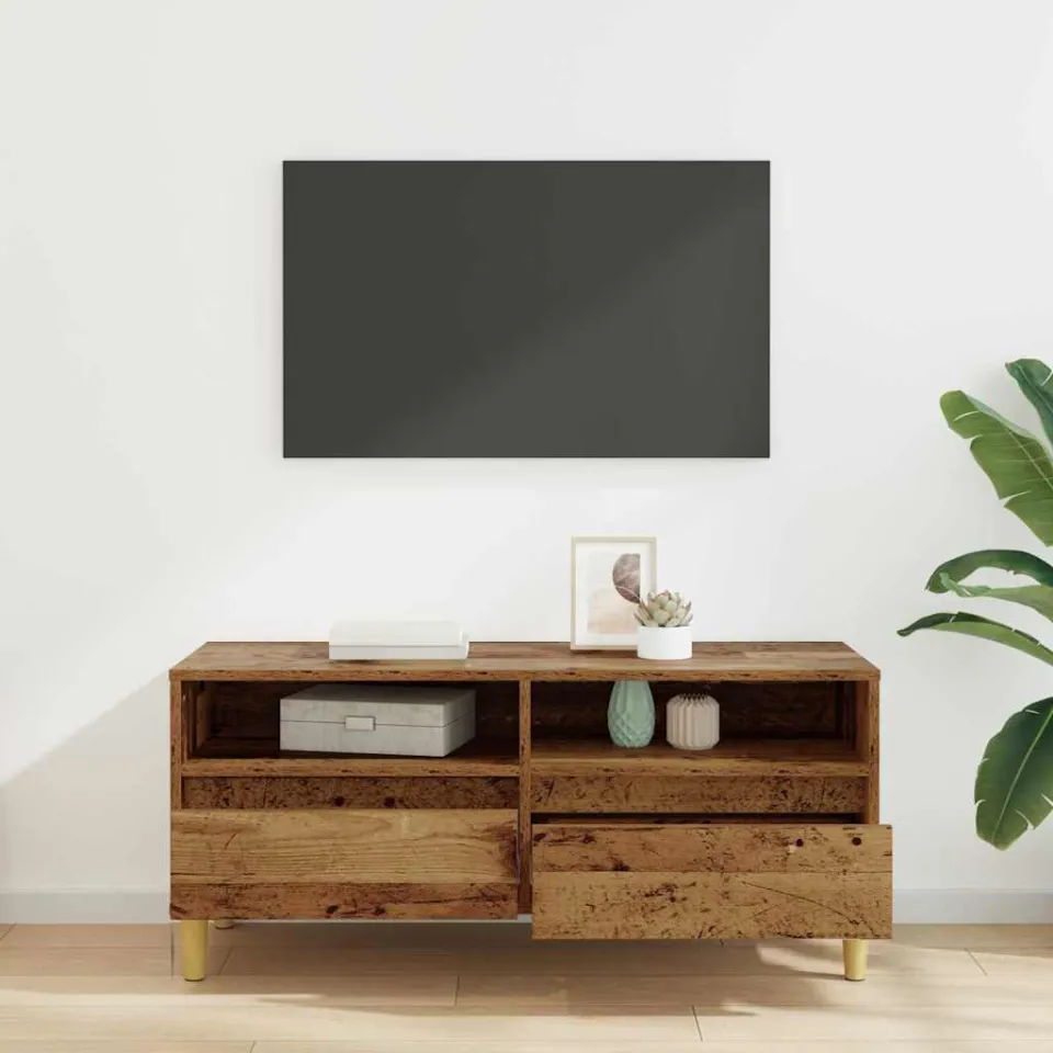 vidaXL TV-kast 100 x 34,5 x 44,5 cm Oud Hout Bewerkt hout bruin, foto 3