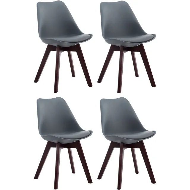 Luxe Comfort Milano 0154 bezoekersstoelen (set van 4) - kunstleer - grijs