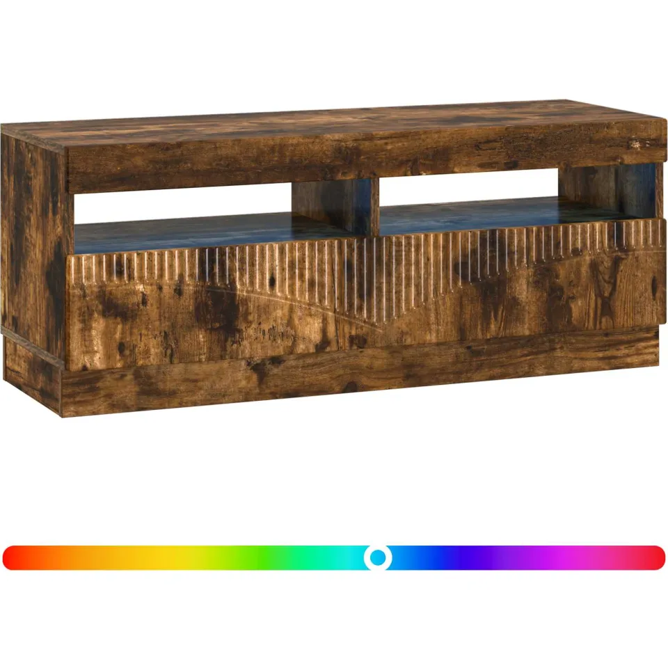 vidaXL LED tv-meubel Gerookt eiken Bewerkt hout, foto 3