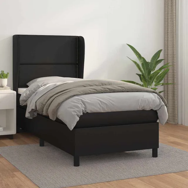 vidaXL Boxspring met matras kunstleer zwart 90x190 cm